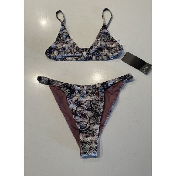Nasty Gal US6 Snake A Difference Triangle Bikini Set Top Bottom Print Sexy - Picture 1 of 9